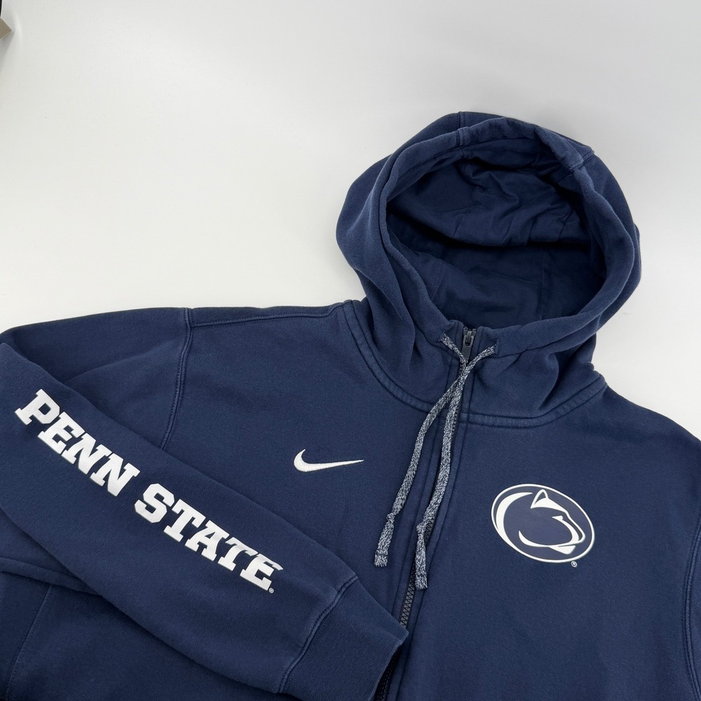 Nike PSU Penn State Nittany Lions Mens Large Full Zip Hoodie Navy Blue 02F1-044P